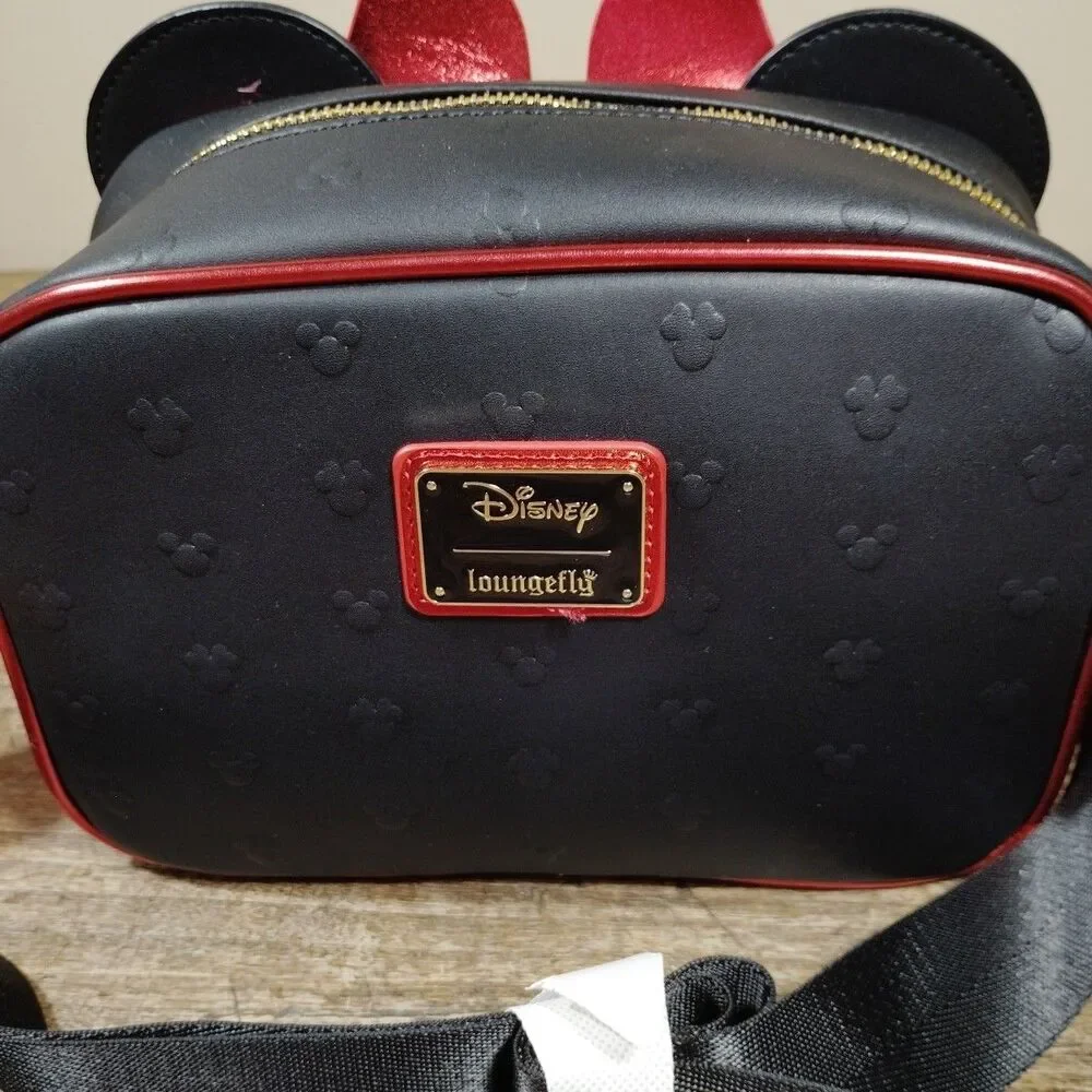 Loungefly Disney Minnie Mouse Purse Black Red Bow Ears Crossbody Bag NWT